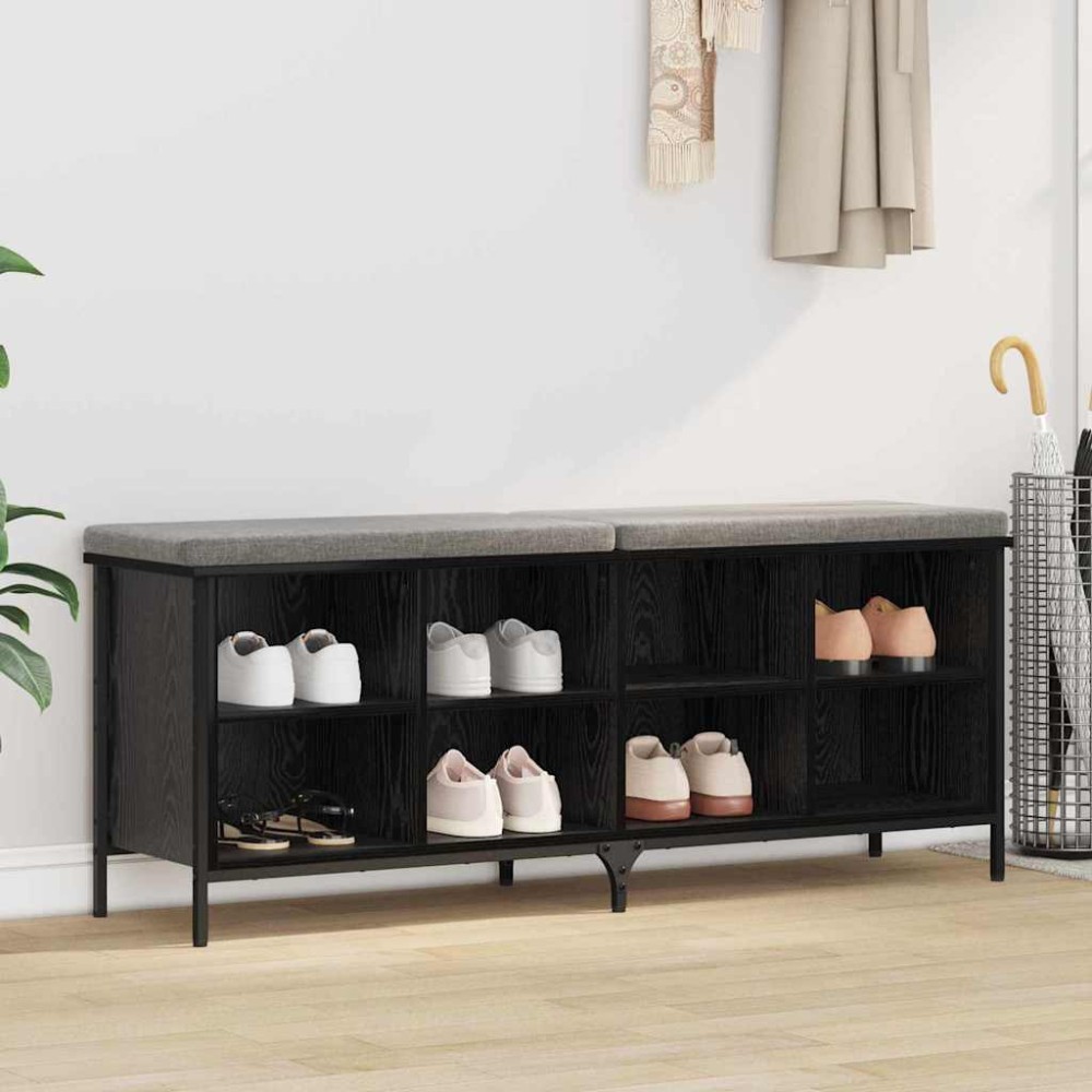 vidaXL Ντουλάπα Παπουτσιών με ράφι Μαύρη Οξυά 131 x 35 x 50 εκ