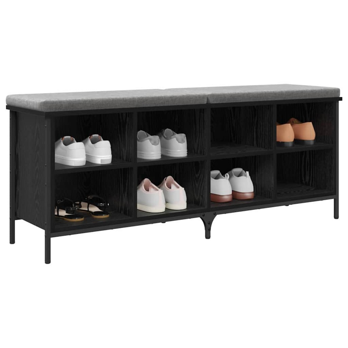 vidaXL Ντουλάπα Παπουτσιών με ράφι Μαύρη Οξυά 131 x 35 x 50 εκ