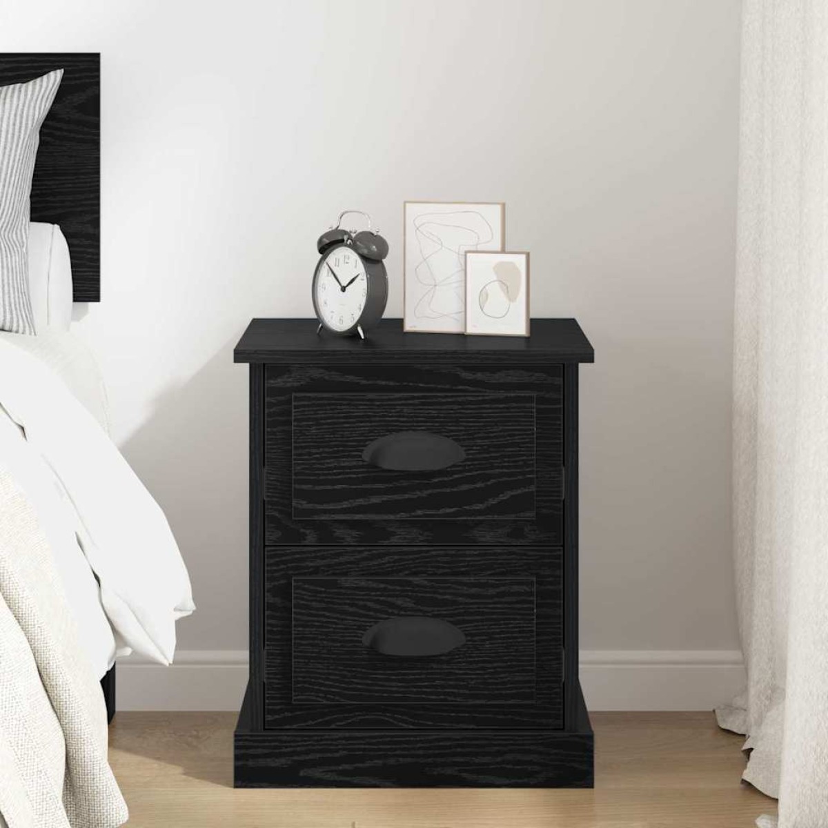 vidaXL Κομοδίνο Μαύρη Οξυά 39 x 39 x 47.5 εκ Επεξεργασμένο Ξύλο