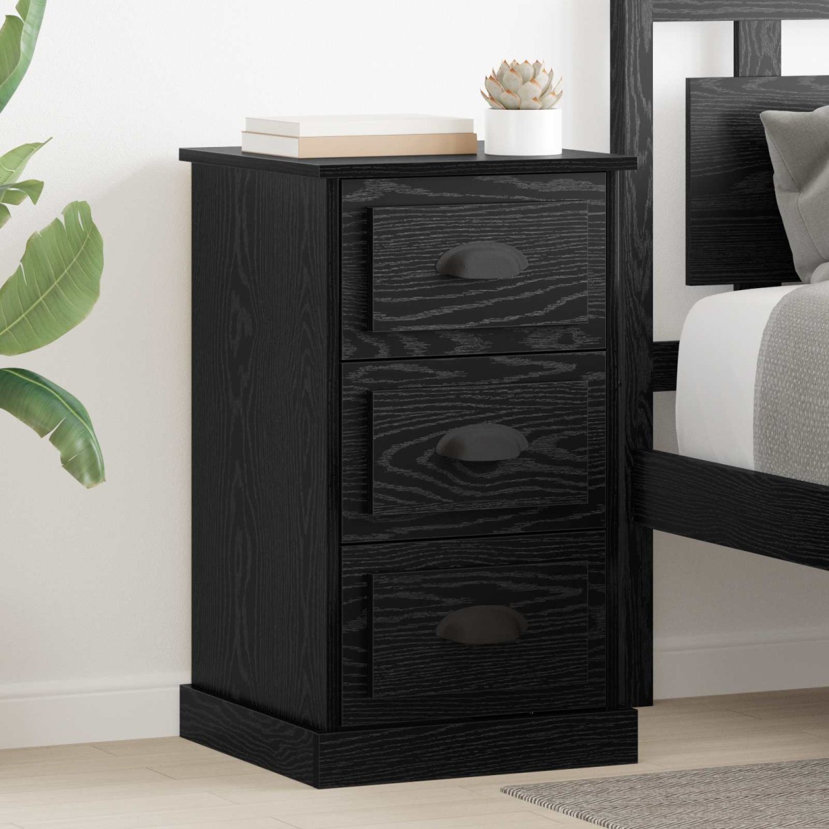 vidaXL Κομοδίνο Μαύρη Οξυά 39 x 39 x 67,5 εκ. Επεξεργασμένο Ξύλο