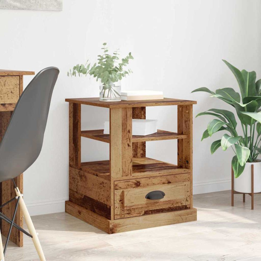 vidaXL Κομοδίνο Παλιό ξύλο 50 x 50 x 60 cm Επεξεργασμένο Ξύλο