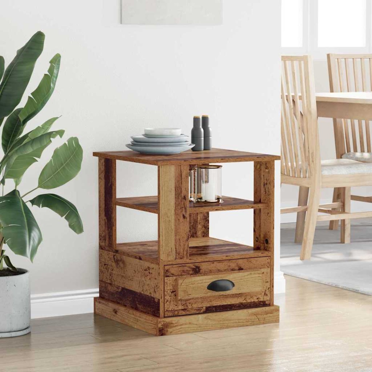 vidaXL Κομοδίνο Παλιό ξύλο 50 x 50 x 60 cm Επεξεργασμένο Ξύλο