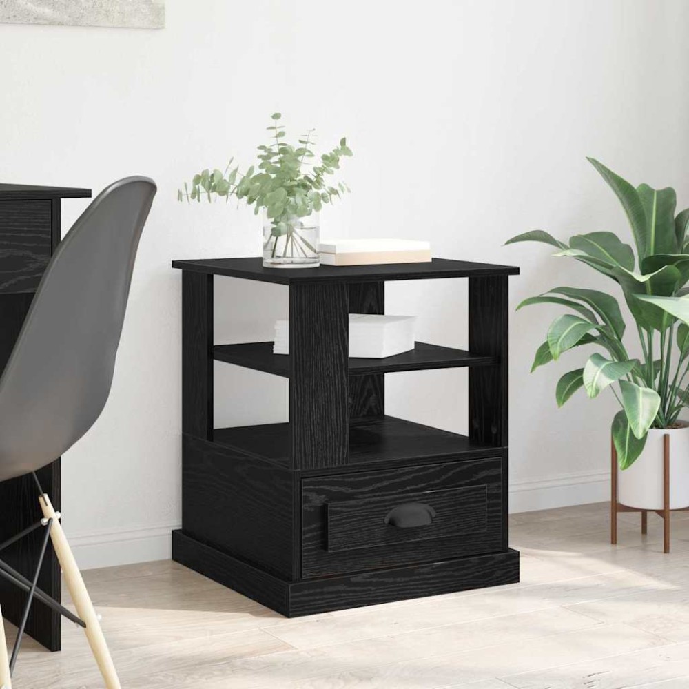 vidaXL Κομοδίνο Μαύρη Οξυά 50 x 50 x 60 cm Επεξεργασμένο Ξύλο