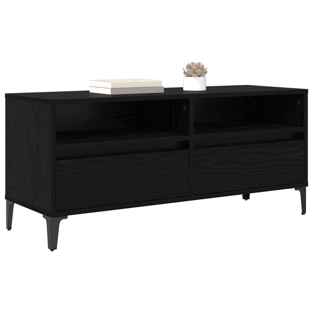 vidaXL Ντουλάπι TV με συρτάρι Μαύρη Οξυά 100 x 34,5 x 44,5 εκ.