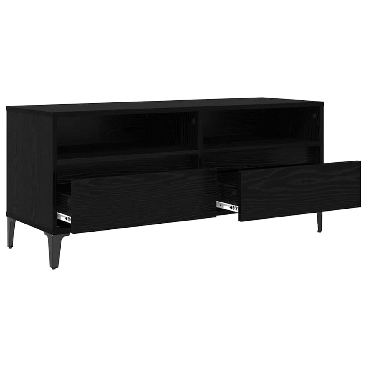 vidaXL Ντουλάπι TV με συρτάρι Μαύρη Οξυά 100 x 34,5 x 44,5 εκ.