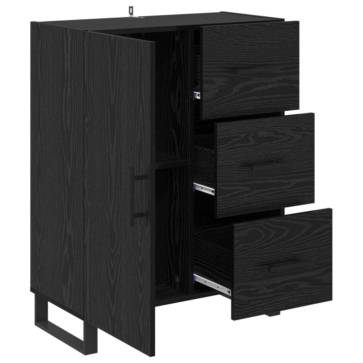 vidaXL Πλαϊνό γραφείο με συρτάρι Μαύρη Οξυά 69,5 x 34 x 90 εκ.