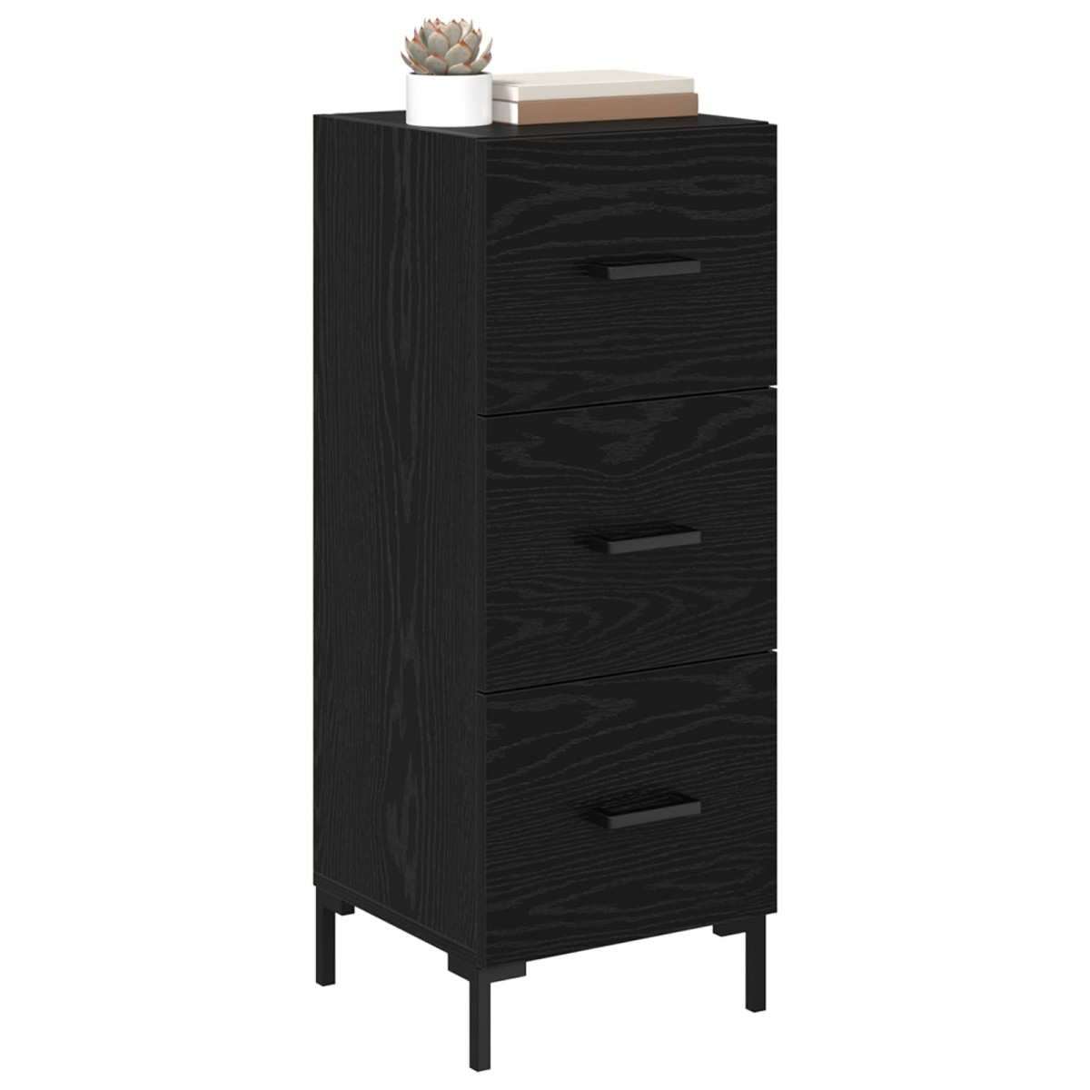 vidaXL Πλαϊνό γραφείο Μαύρη Οξυά 34,5 x 34 x 90 εκ. Επεξεργασμένο Ξύλο