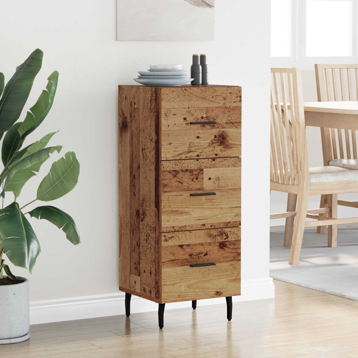 vidaXL Πλαϊνό γραφείο Παλαιό ξύλο 34 x 34.5 x 90 εκ Επεξεργασμένο Ξύλο