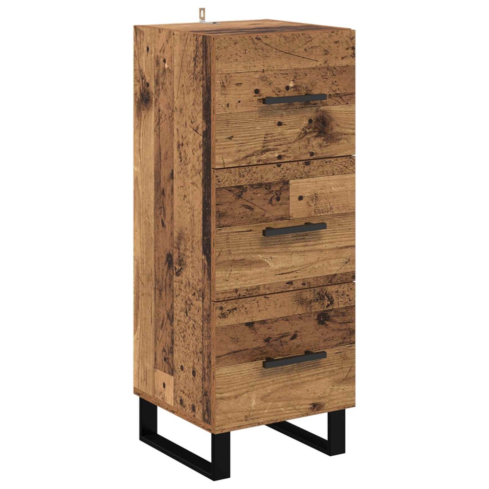 vidaXL Πλαϊνό γραφείο με συρτάρι Παλιό Ξύλο 34,5 x 34 x 90 εκ.