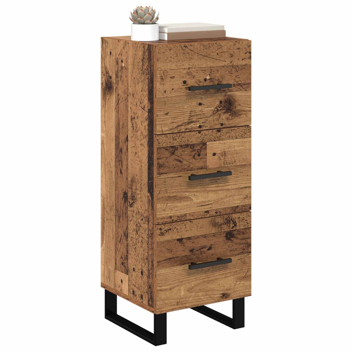 vidaXL Πλαϊνό γραφείο με συρτάρι Παλιό Ξύλο 34,5 x 34 x 90 εκ.