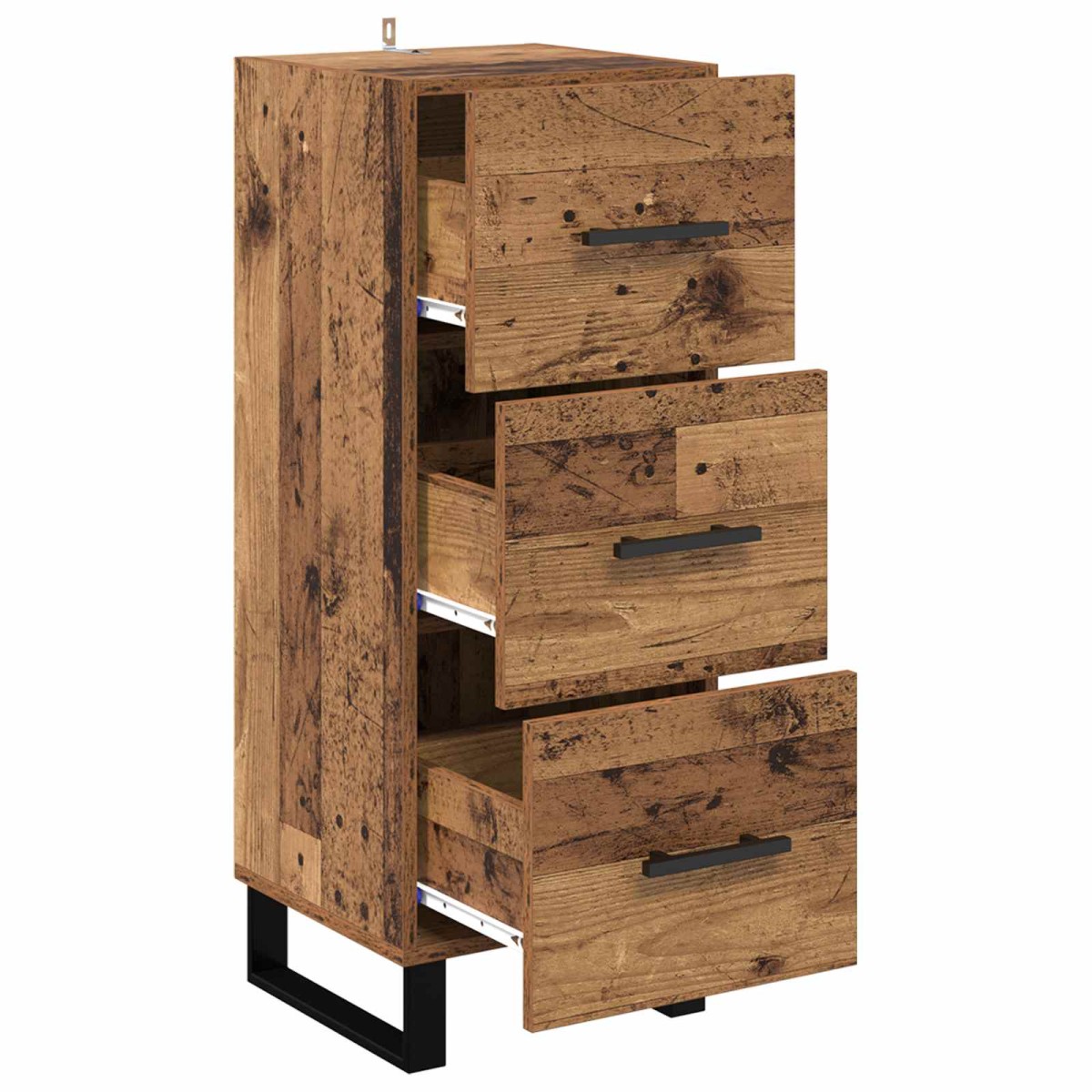 vidaXL Πλαϊνό γραφείο με συρτάρι Παλιό Ξύλο 34,5 x 34 x 90 εκ.