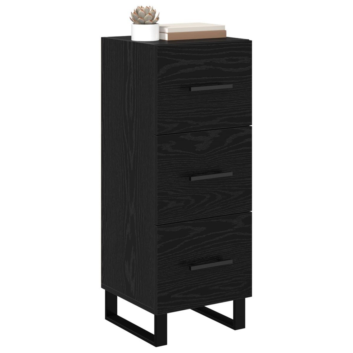 vidaXL Πλαϊνό γραφείο με συρτάρι Μαύρη Οξυά 34,5 x 34 x 90 εκ.