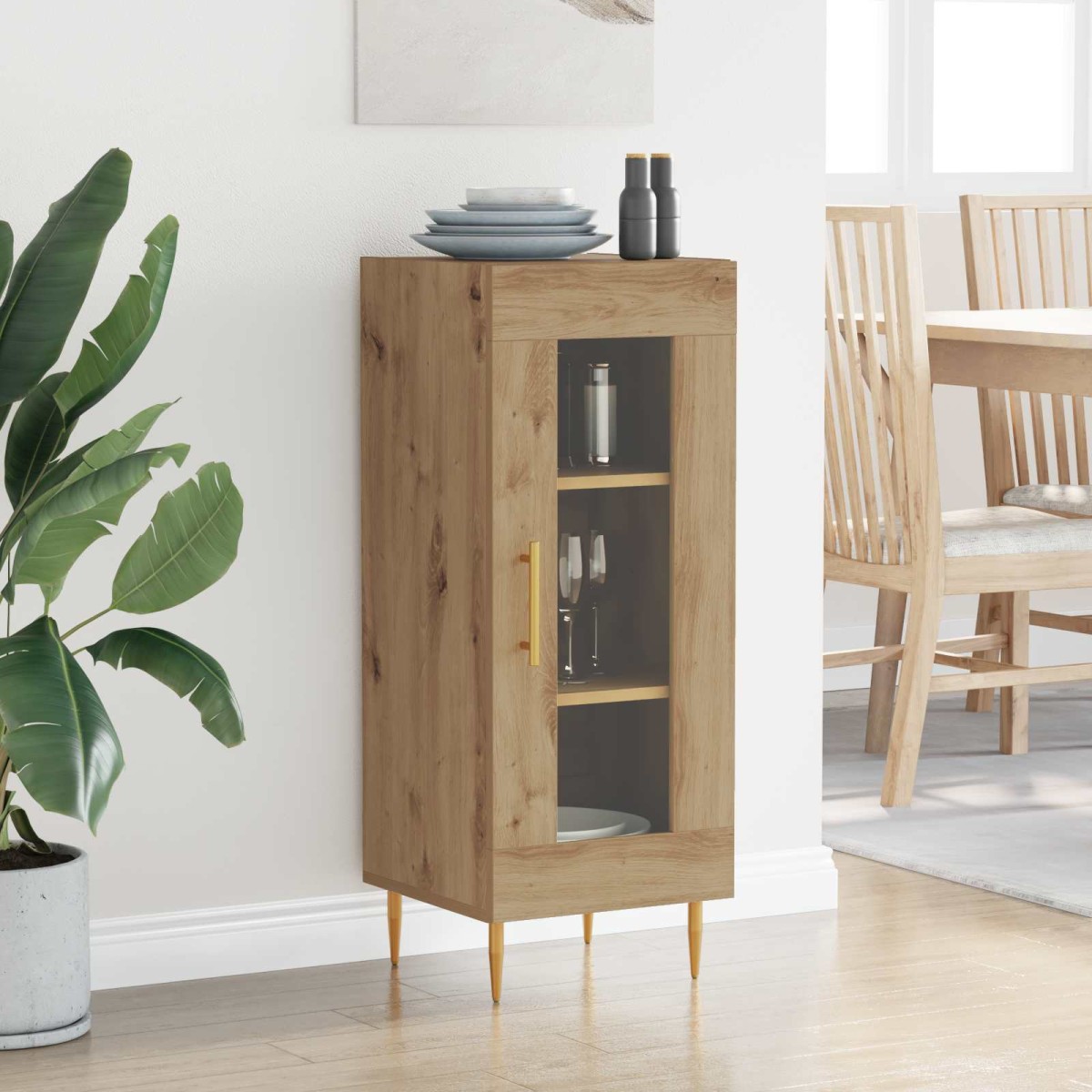 vidaXL Πλαϊνό γραφείο artisan δρυς 34 x 34.5 x 90 εκ