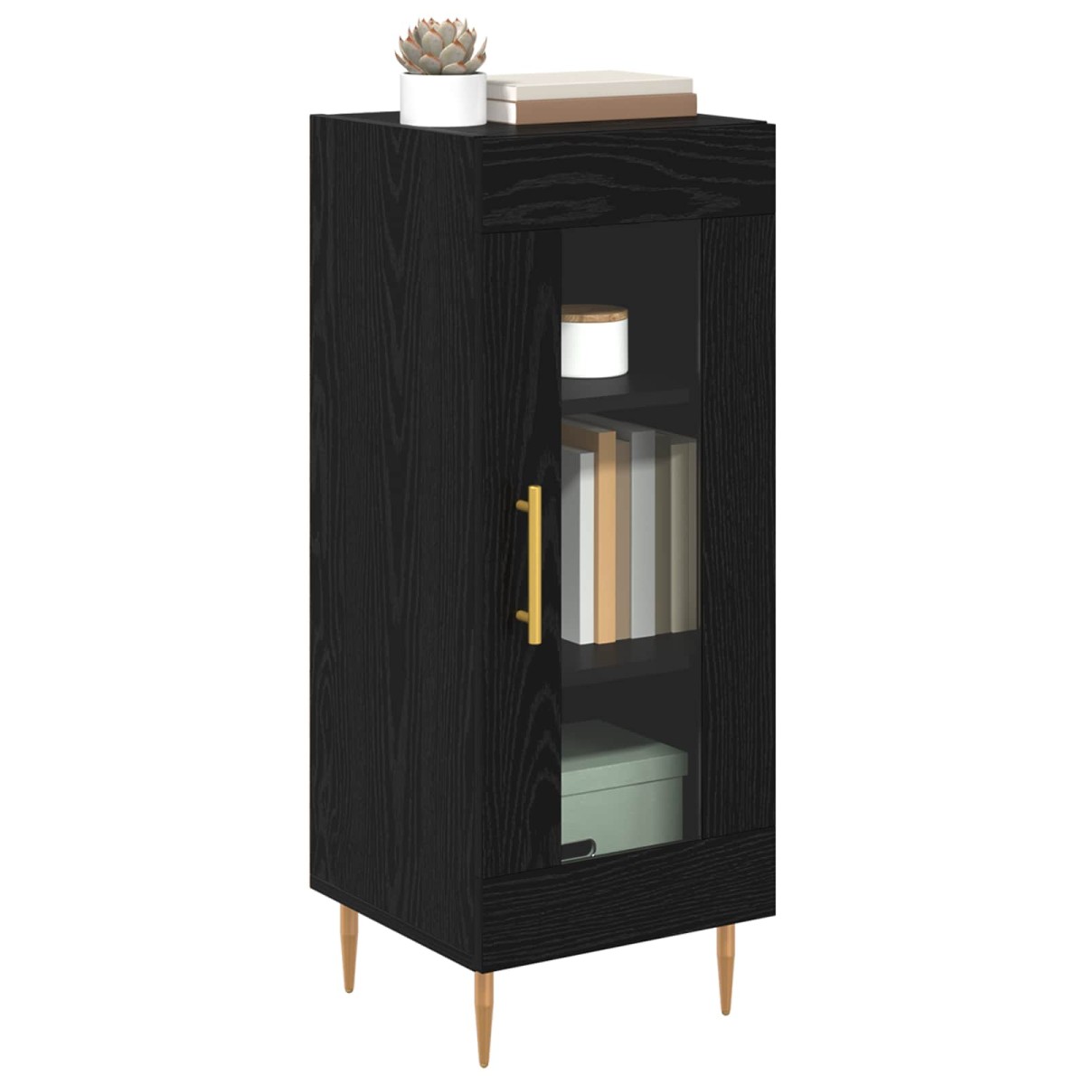 vidaXL Πλαϊνό γραφείο Μαύρη δρυς 34 x 34.5 x 90 εκ Επεξεργασμένο Ξύλο