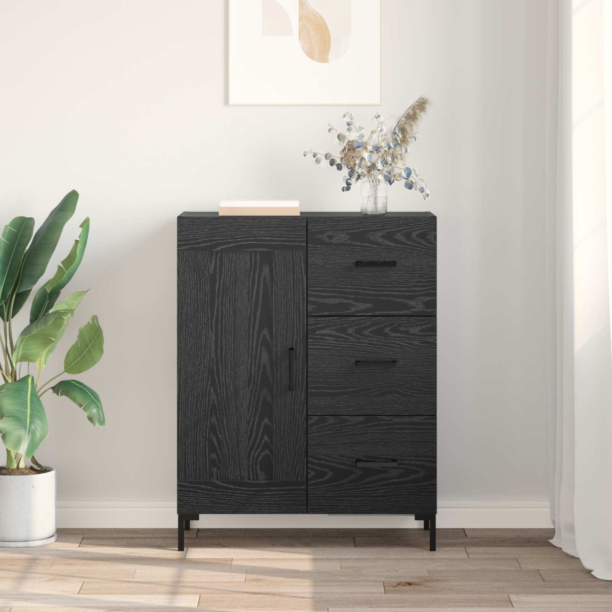 vidaXL Πλαϊνό γραφείο Μαύρη δρυς 69.5 x 34 x 90 εκ. Επεξεργασμένο Ξύλο