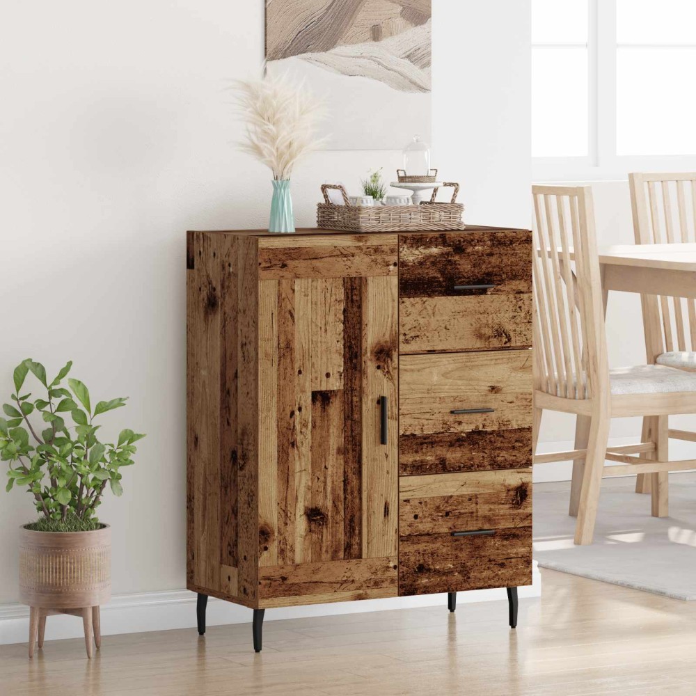 vidaXL Πλαϊνό γραφείο με συρτάρι Παλιό Ξύλο 69,5 x 34 x 90 εκ.
