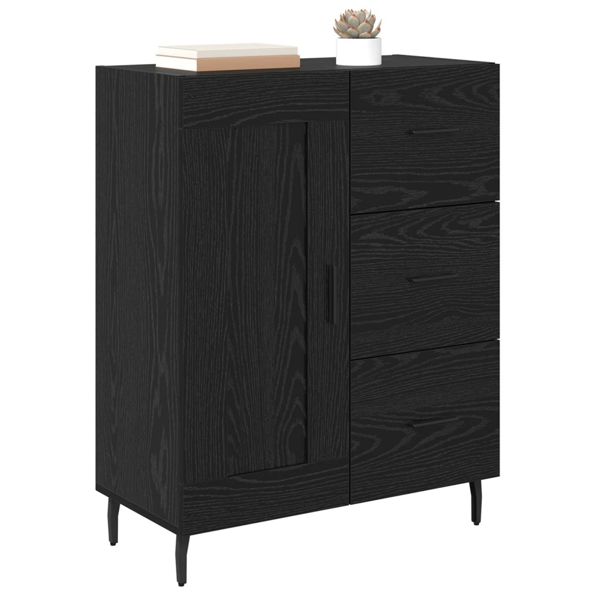 vidaXL Πλαϊνό γραφείο με συρτάρι Μαύρη Οξυά 69,5 x 34 x 90 εκ.