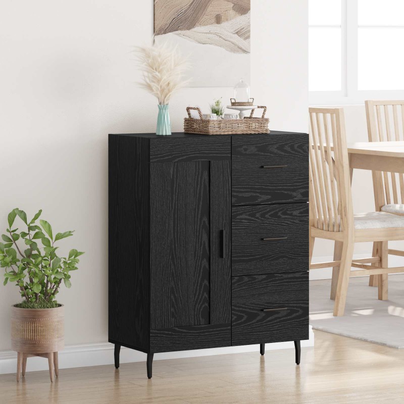 vidaXL Πλαϊνό γραφείο με συρτάρι Μαύρη Οξυά 69,5 x 34 x 90 εκ.