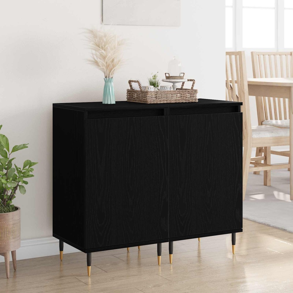 vidaXL Πλαϊνό γραφείο 2 τμχ. Μαύρη Οξυά 40 x 35 x 70 εκ.