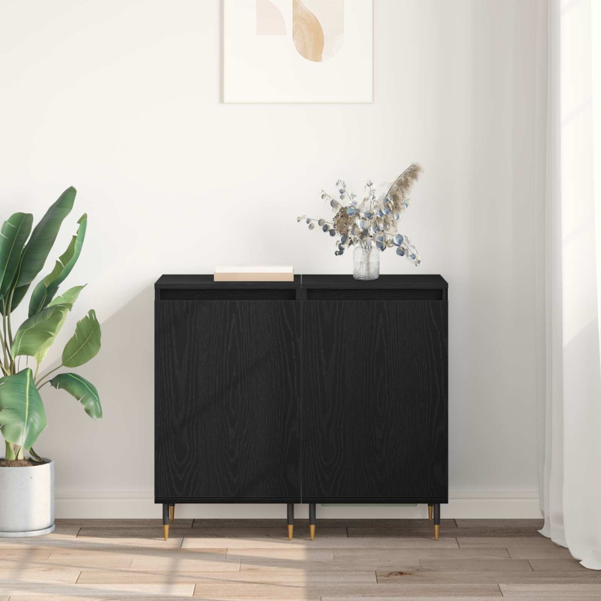 vidaXL Πλαϊνό γραφείο 2 τμχ. Μαύρη Οξυά 40 x 35 x 70 εκ.