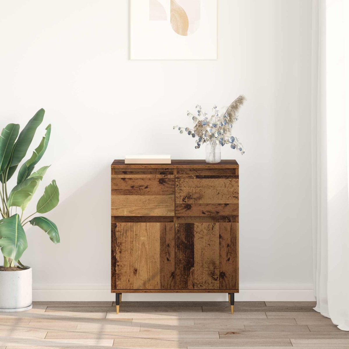 vidaXL Πλαϊνό γραφείο με συρτάρι Παλιό Ξύλο 60 x 35 x 70 cm