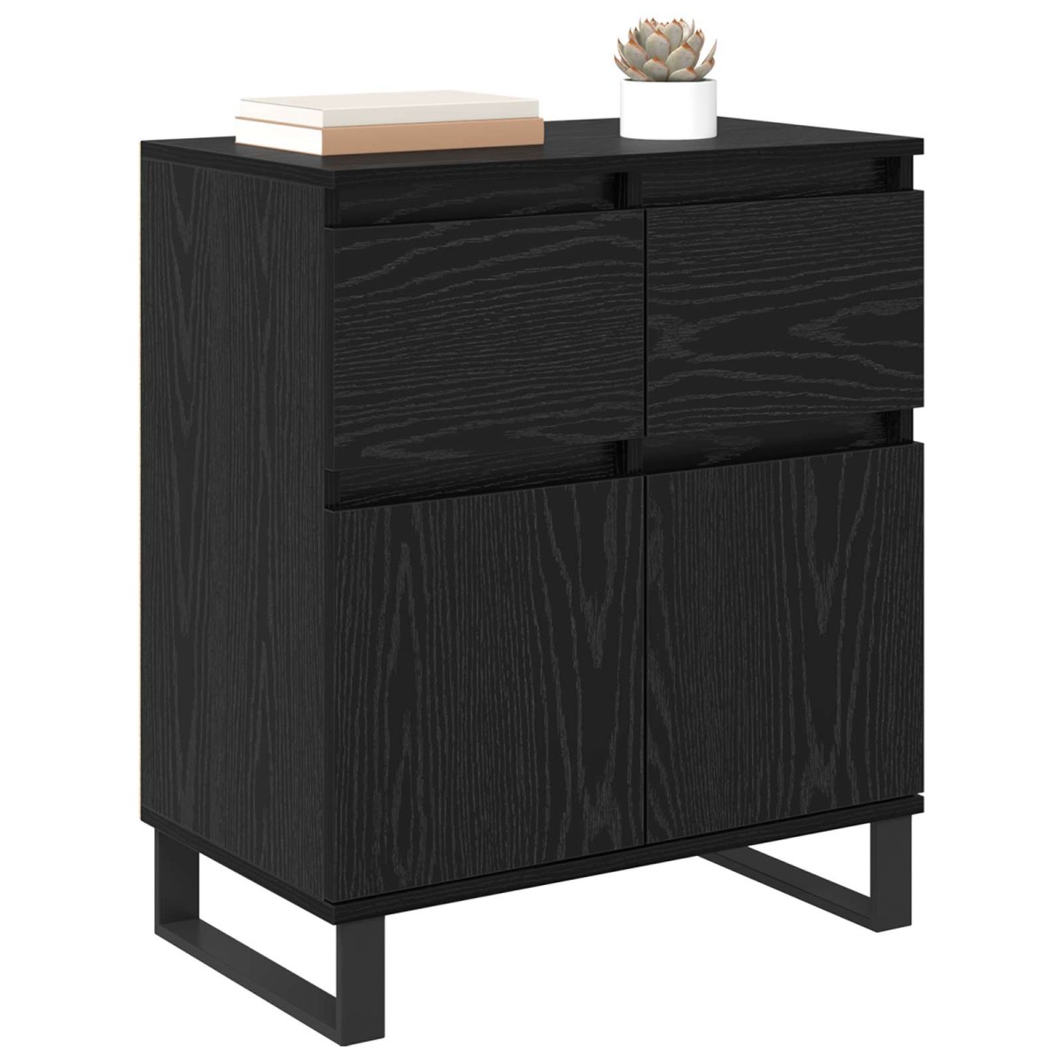 vidaXL Πλαϊνό γραφείο με συρτάρι Μαύρη Οξυά 60 x 35 x 70 cm