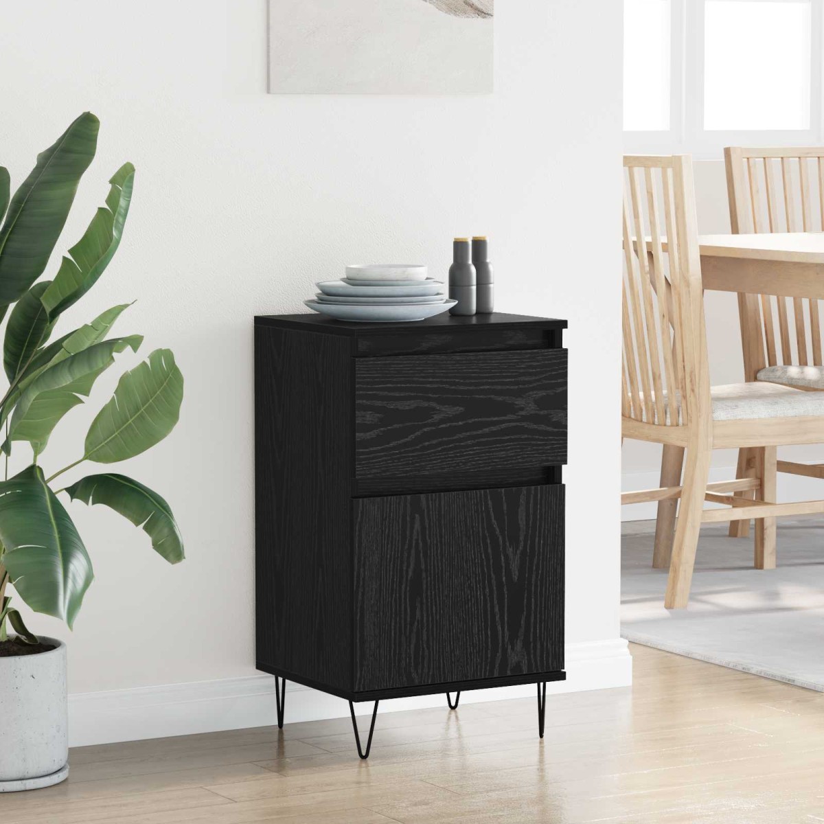 vidaXL Πλαϊνό γραφείο Μαύρη δρυς 35 x 40 x 70 εκ. Επεξεργασμένο Ξύλο