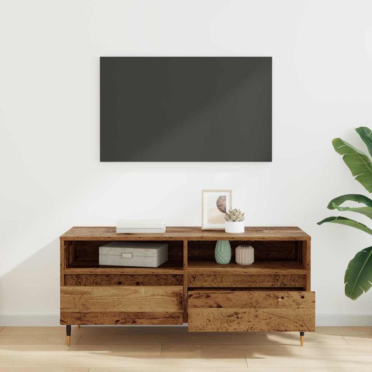 vidaXL Ντουλάπι TV με συρτάρι Παλιό Ξύλο 100 x 34,5 x 44,5 εκ.