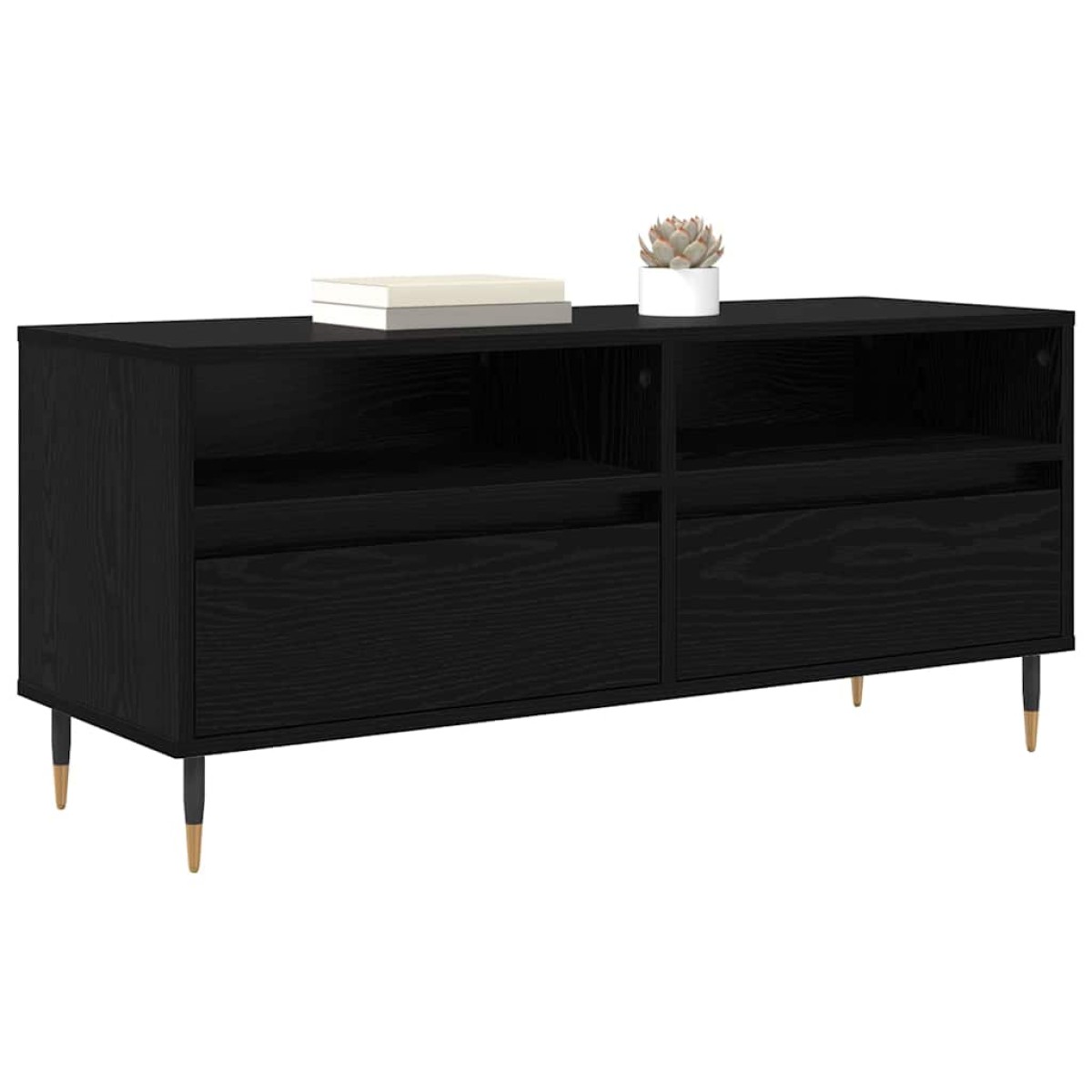 vidaXL Ντουλάπι TV με συρτάρι Μαύρη Οξυά 100 x 34,5 x 44,5 εκ.