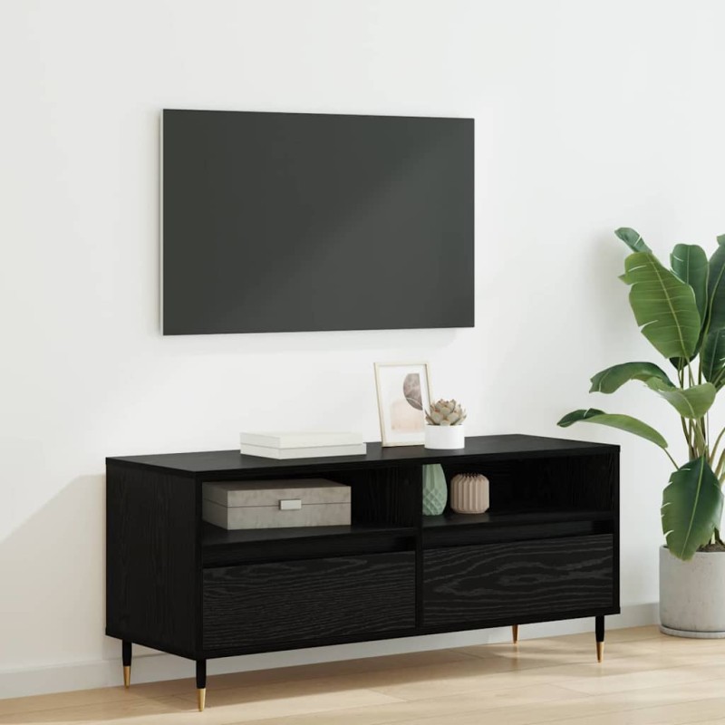 vidaXL Ντουλάπι TV με συρτάρι Μαύρη Οξυά 100 x 34,5 x 44,5 εκ.