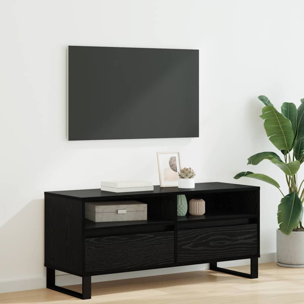 vidaXL Ντουλάπι TV με συρτάρι Μαύρη Οξυά 100 x 34,5 x 44,5 εκ.