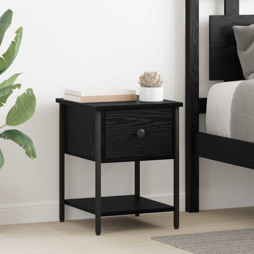 vidaXL Κομοδίνο Μαύρη Οξυά 34 x 35,5 x 45 εκ Επεξεργασμένο Ξύλο