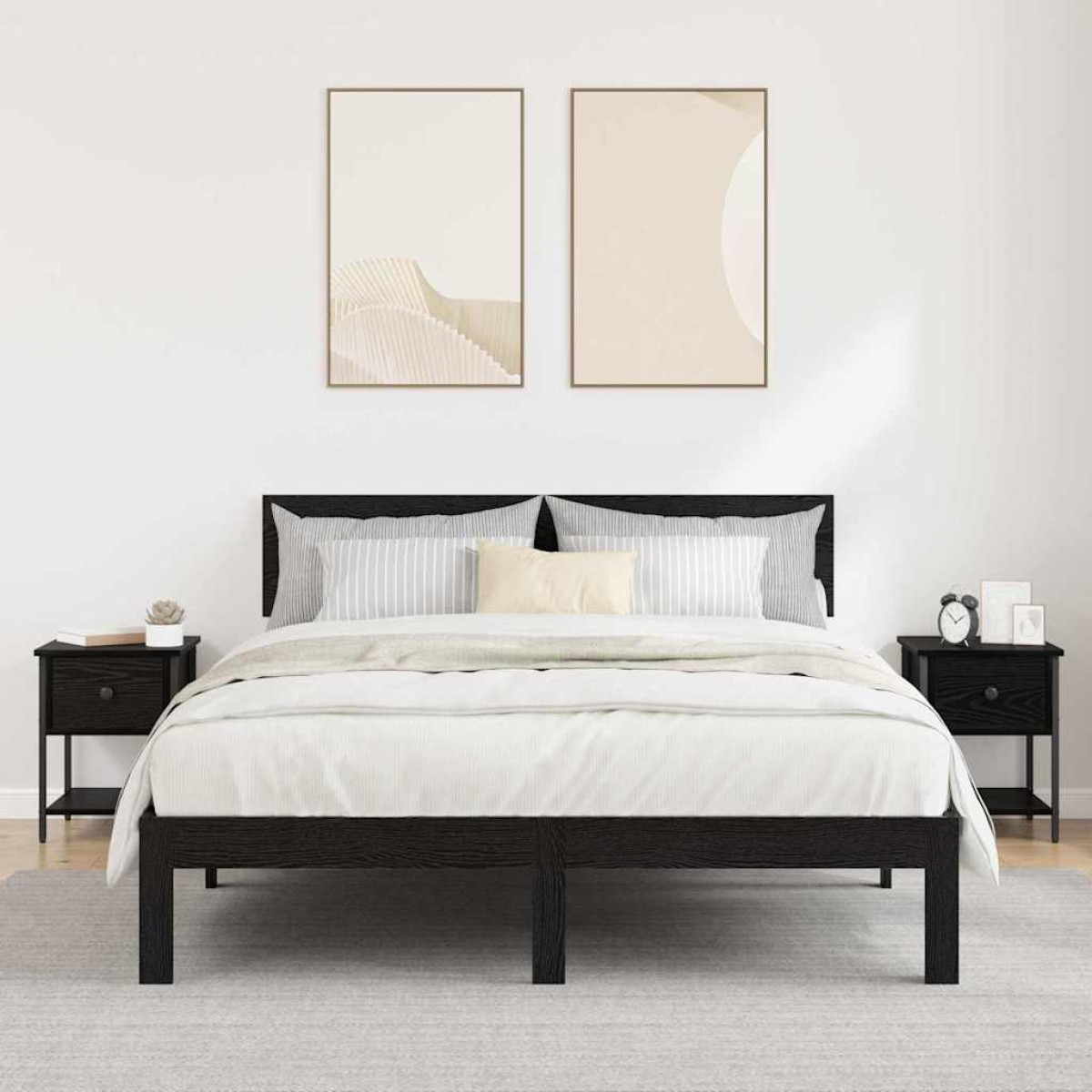 vidaXL Κομοδίνο 2 τεμ. Μαύρη Οξυά 34 x 35,5 x 45 εκ Επεξεργασμένο Ξύλο