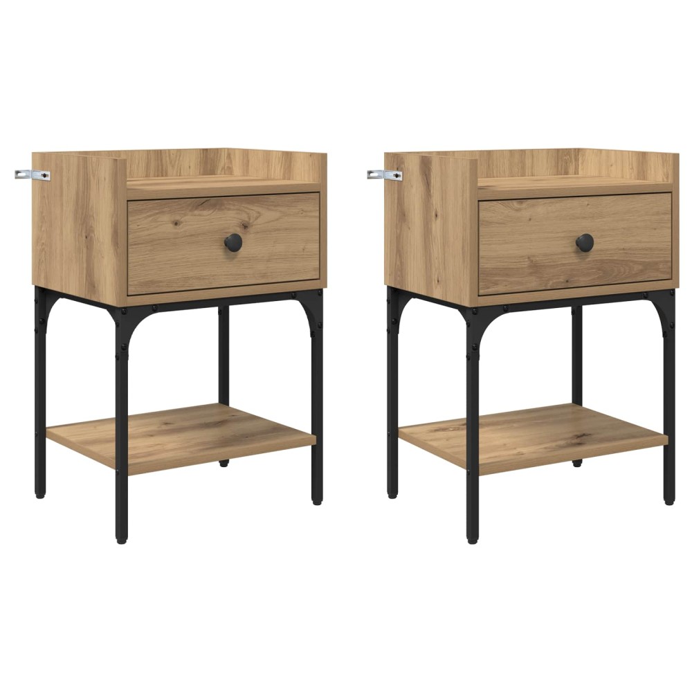 vidaXL Κομοδίνο 2 τεμ. Artisan Oak 40 x 29 x 60 εκ Επεξεργασμένο Ξύλο