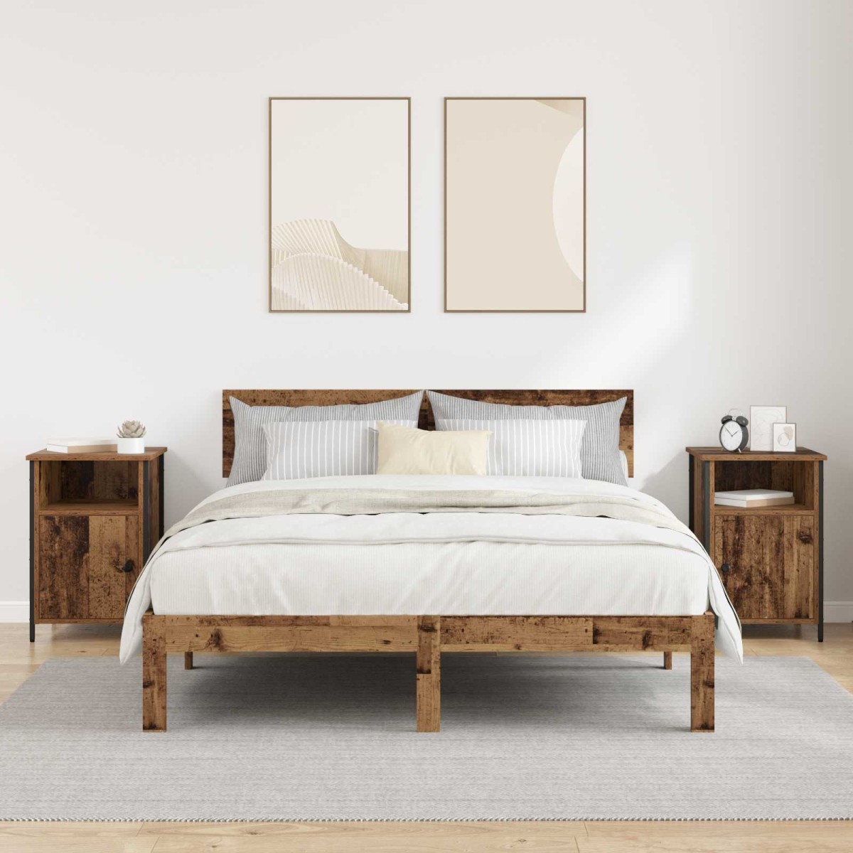 vidaXL Κομοδίνο 2 τεμ. Παλιό ξύλο 40 x 42 x 60 εκ. Επεξεργασμένο Ξύλο