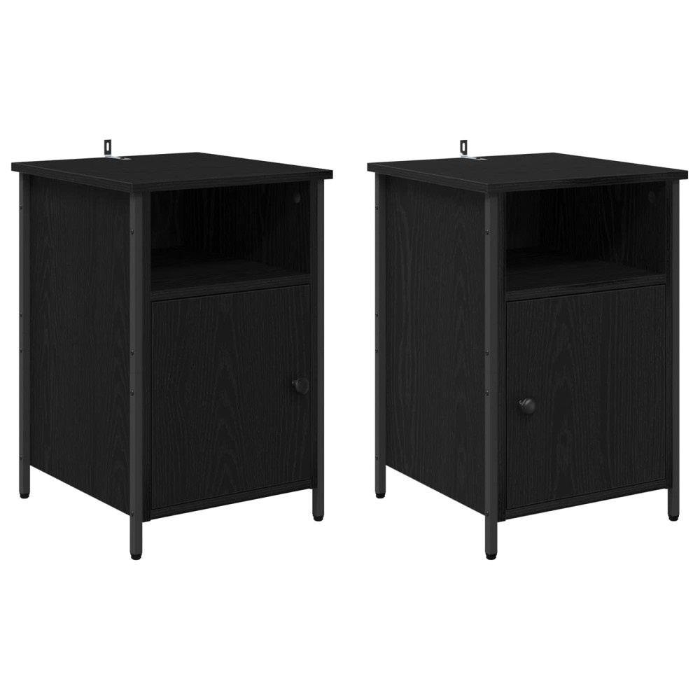 vidaXL Κομοδίνο 2 τεμ. Μαύρη Οξυά 40 x 42 x 60 εκ. Επεξεργασμένο Ξύλο