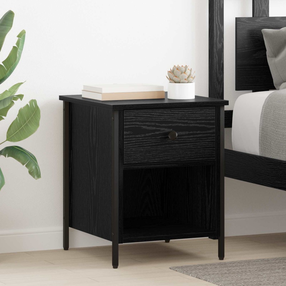 vidaXL Κομοδίνο Μαύρη Οξυά 40 x 42 x 50 cm Επεξεργασμένο Ξύλο