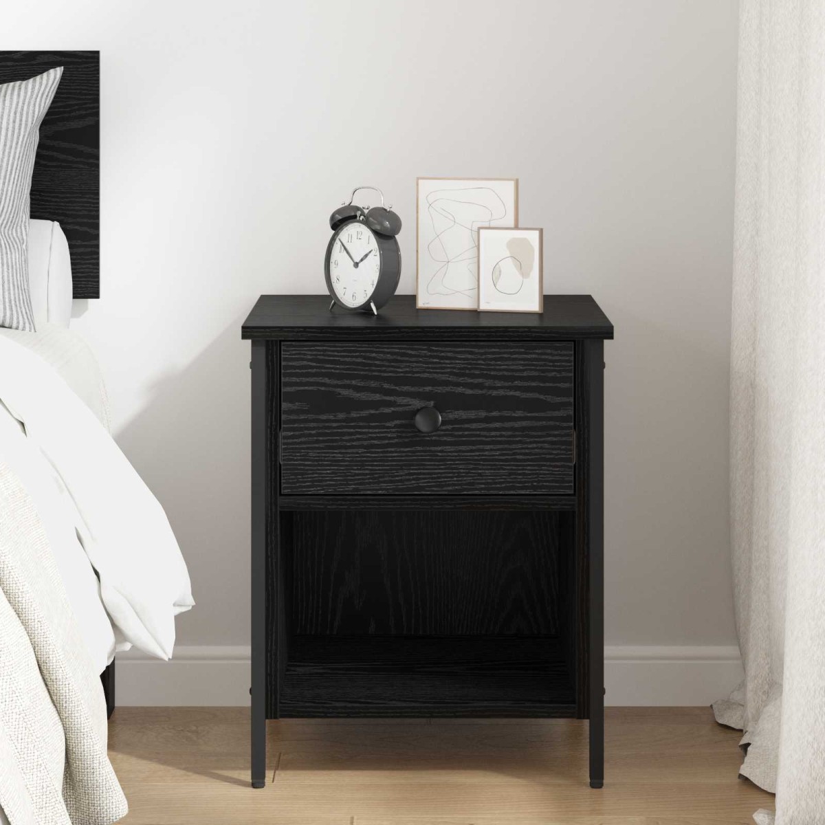 vidaXL Κομοδίνο Μαύρη Οξυά 40 x 42 x 50 cm Επεξεργασμένο Ξύλο