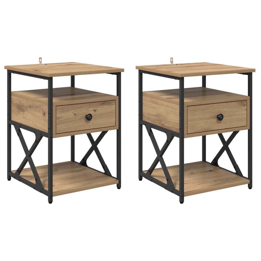 vidaXL Κομοδίνο 2 τεμ. Artisan Oak 40 x 42 x 55 εκ Επεξεργασμένο Ξύλο