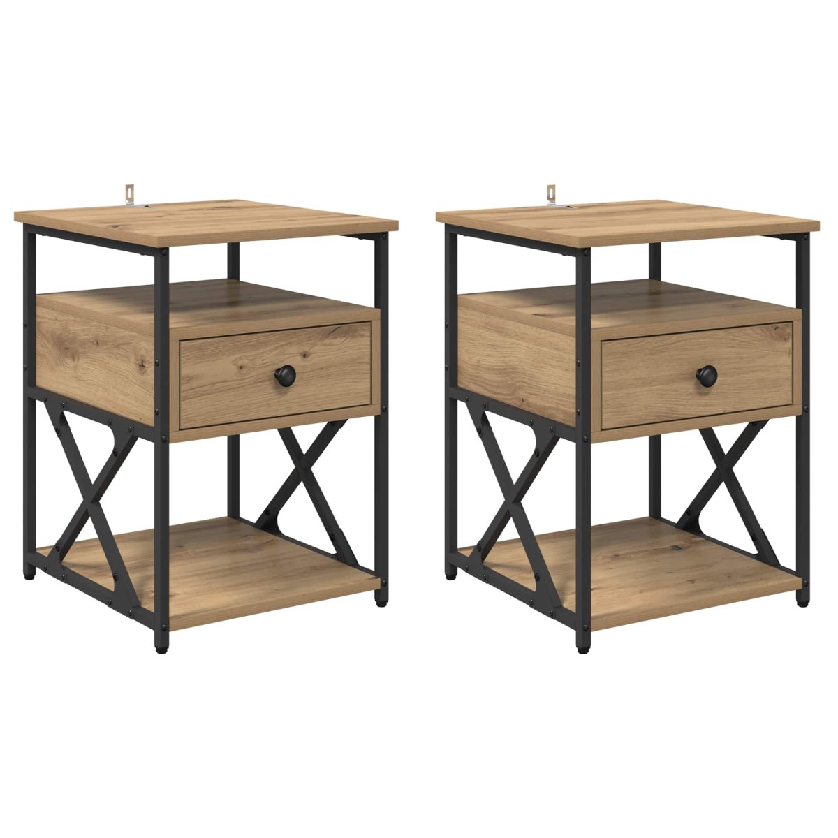 vidaXL Κομοδίνο 2 τεμ. Artisan Oak 40 x 42 x 55 εκ Επεξεργασμένο Ξύλο