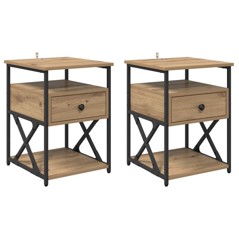 vidaXL Κομοδίνο 2 τεμ. Artisan Oak 40 x 42 x 55 εκ Επεξεργασμένο Ξύλο