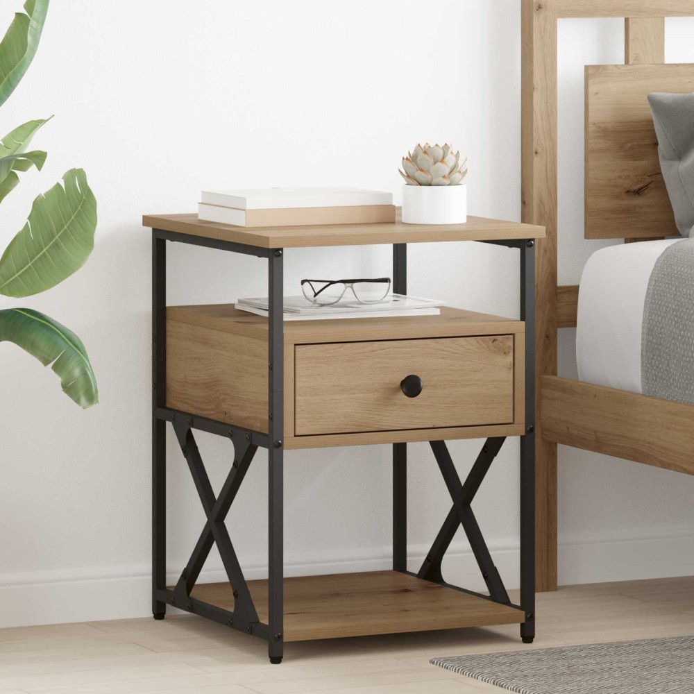 vidaXL Κομοδίνο 2 τεμ. Artisan Oak 40 x 42 x 55 εκ Επεξεργασμένο Ξύλο