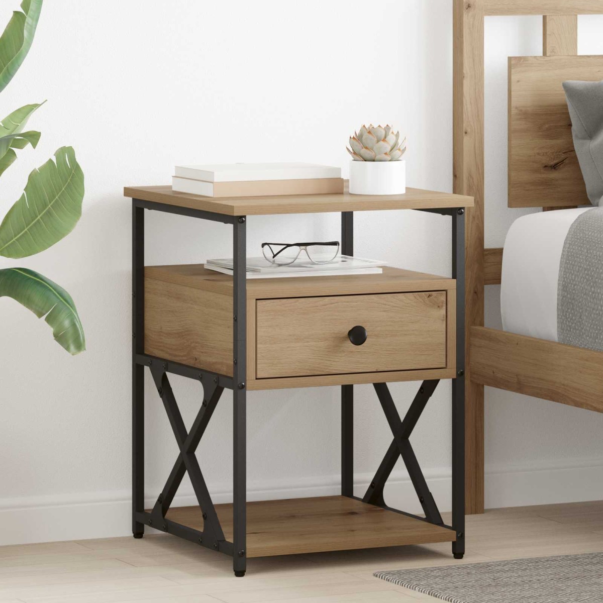 vidaXL Κομοδίνο 2 τεμ. Artisan Oak 40 x 42 x 55 εκ Επεξεργασμένο Ξύλο