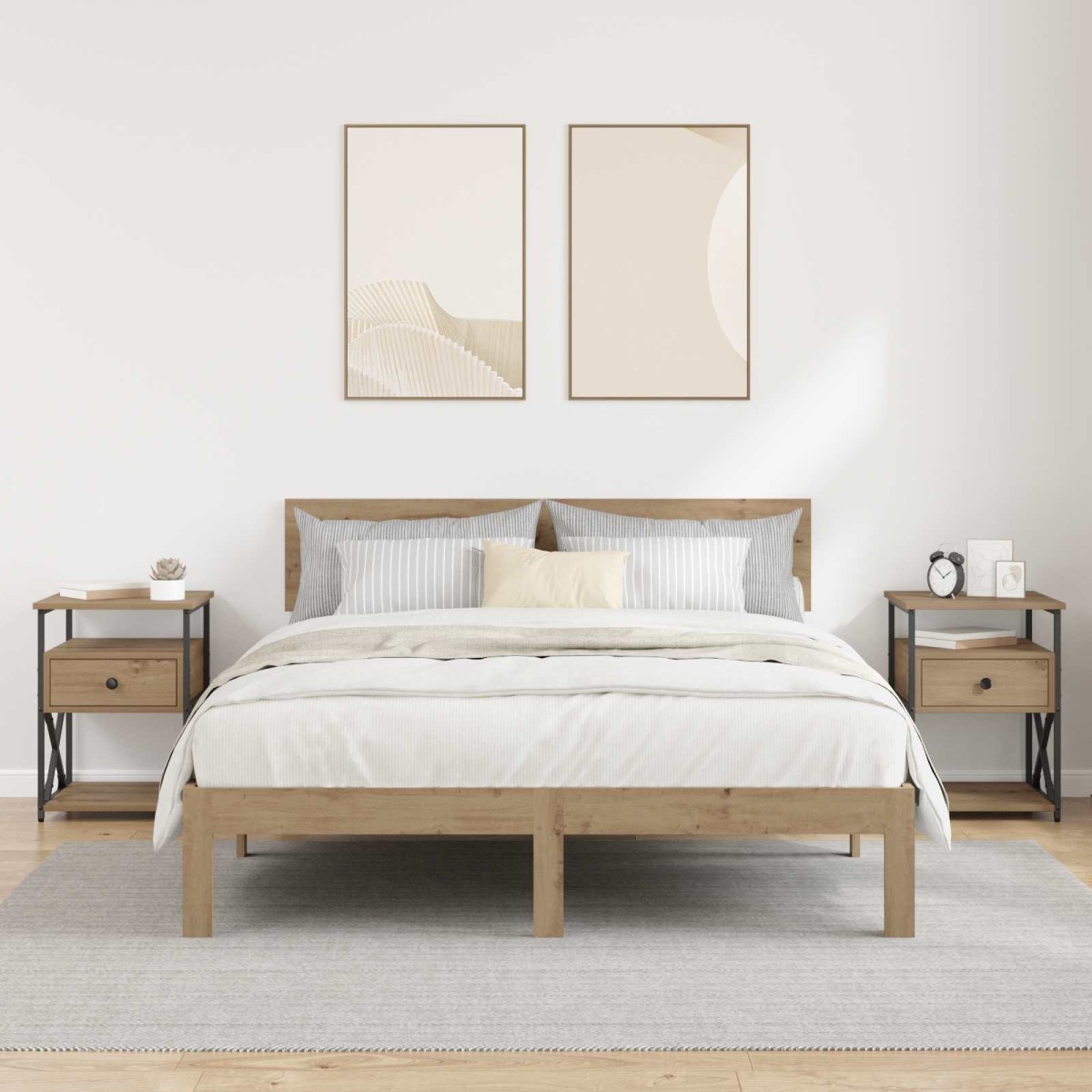 vidaXL Κομοδίνο 2 τεμ. Artisan Oak 40 x 42 x 55 εκ Επεξεργασμένο Ξύλο