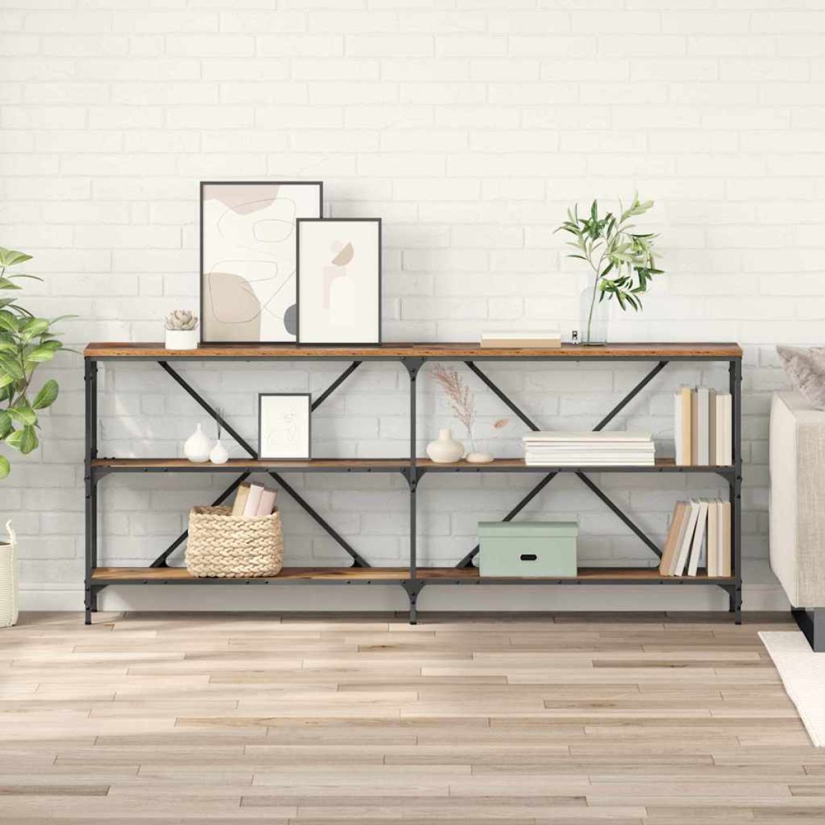vidaXL Τραπέζι κονσόλας Παλιό ξύλο 180 x 30 x 75 εκ Επεξεργασμένο Ξύλο