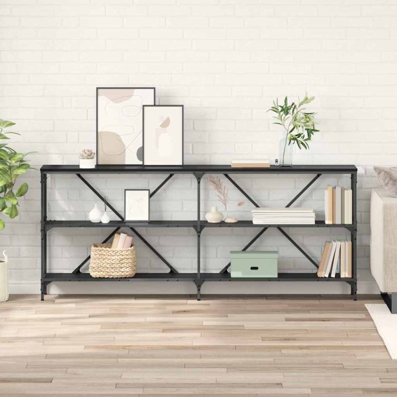 vidaXL Τραπέζι κονσόλας Μαύρη Οξυά 180 x 30 x 75 εκ Επεξεργασμένο Ξύλο