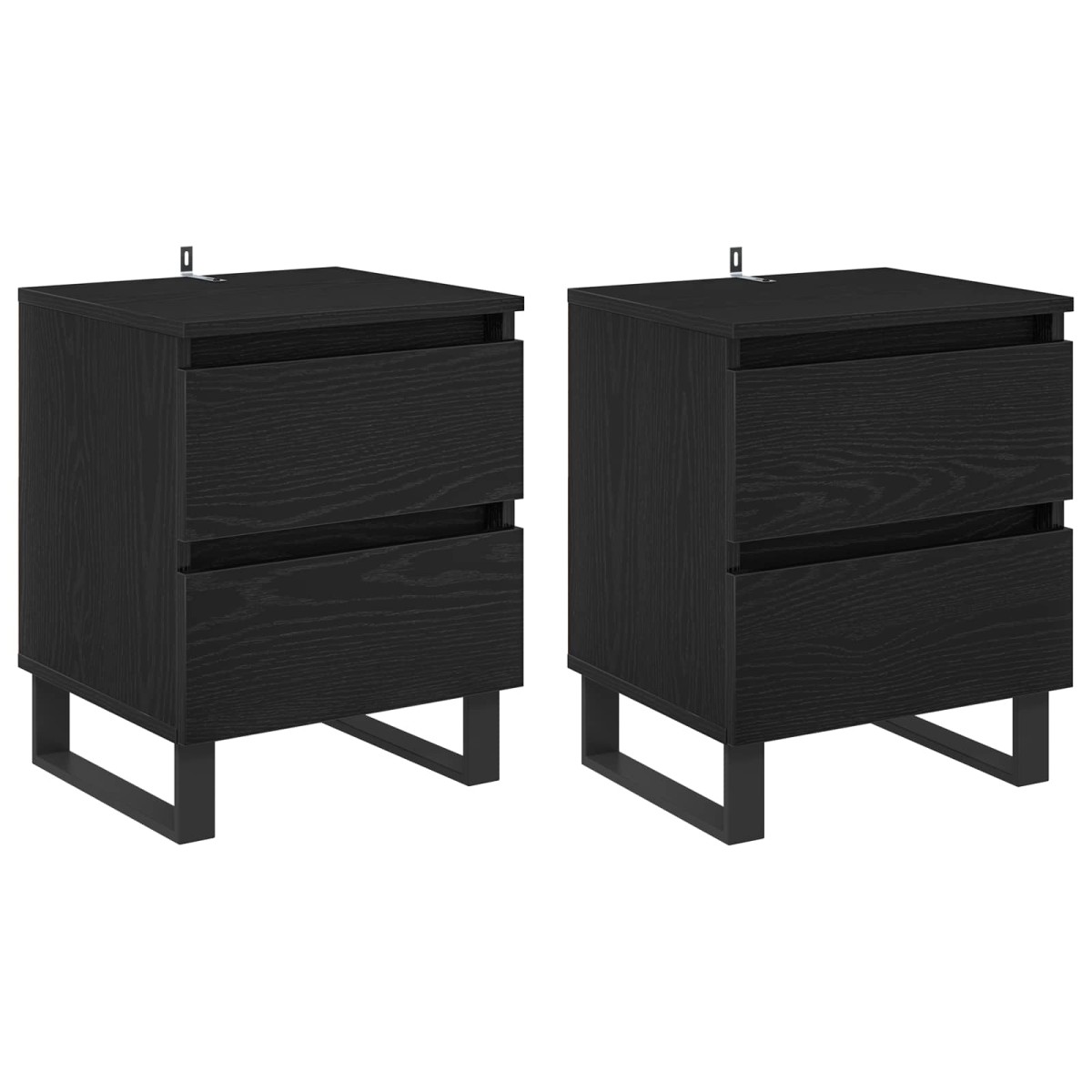 vidaXL Κομοδίνο 2 τμχ. Μαύρη Οξυά 40 x 35 x 50 εκ. Επεξεργασμένο Ξύλο