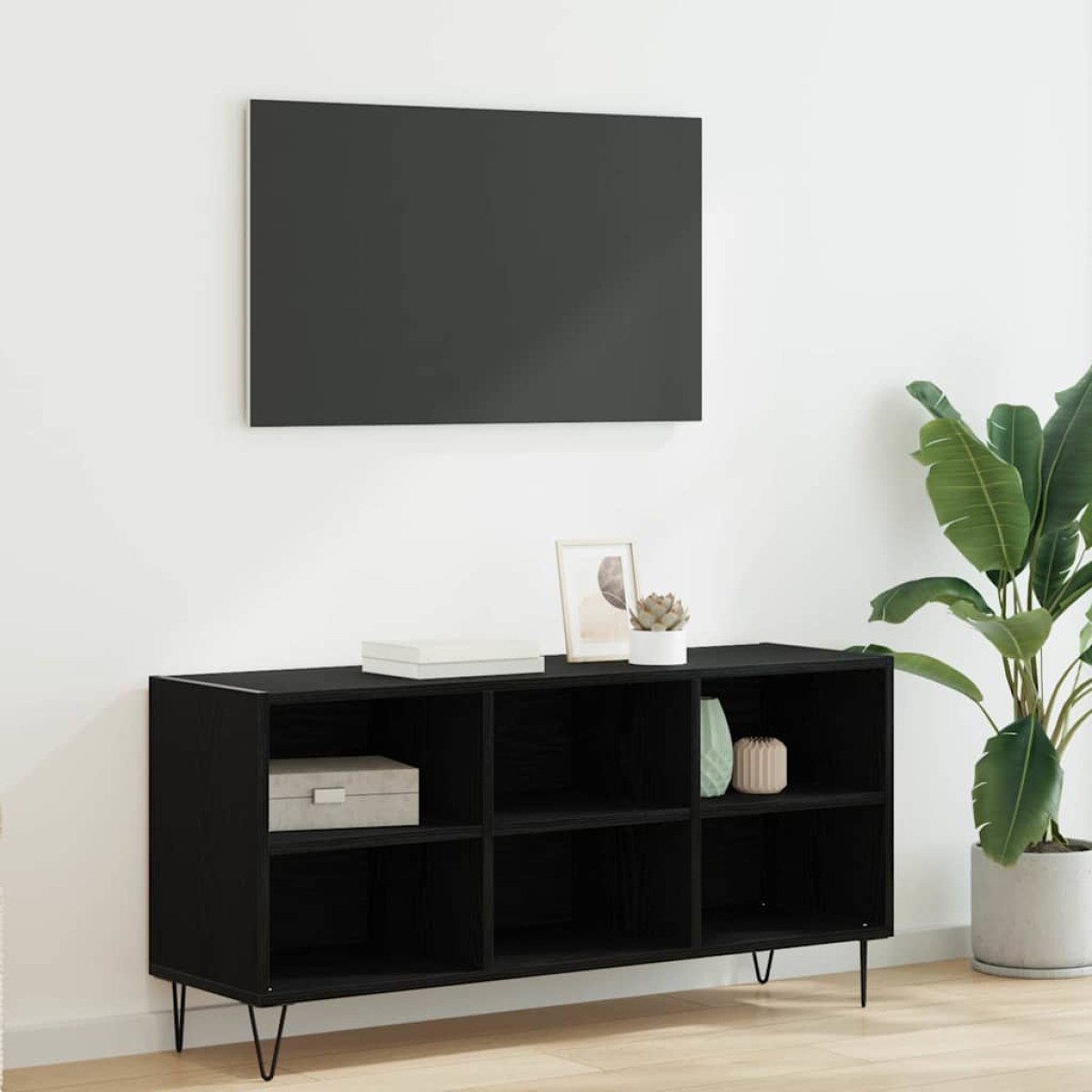 vidaXL Ντουλάπι TV 103,5 x 30 x 50 εκ Μαύρη Οξυά Επεξεργασμένο Ξύλο