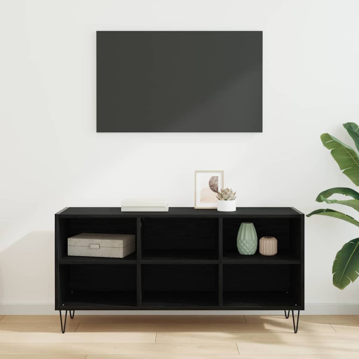 vidaXL Ντουλάπι TV 103,5 x 30 x 50 εκ Μαύρη Οξυά Επεξεργασμένο Ξύλο