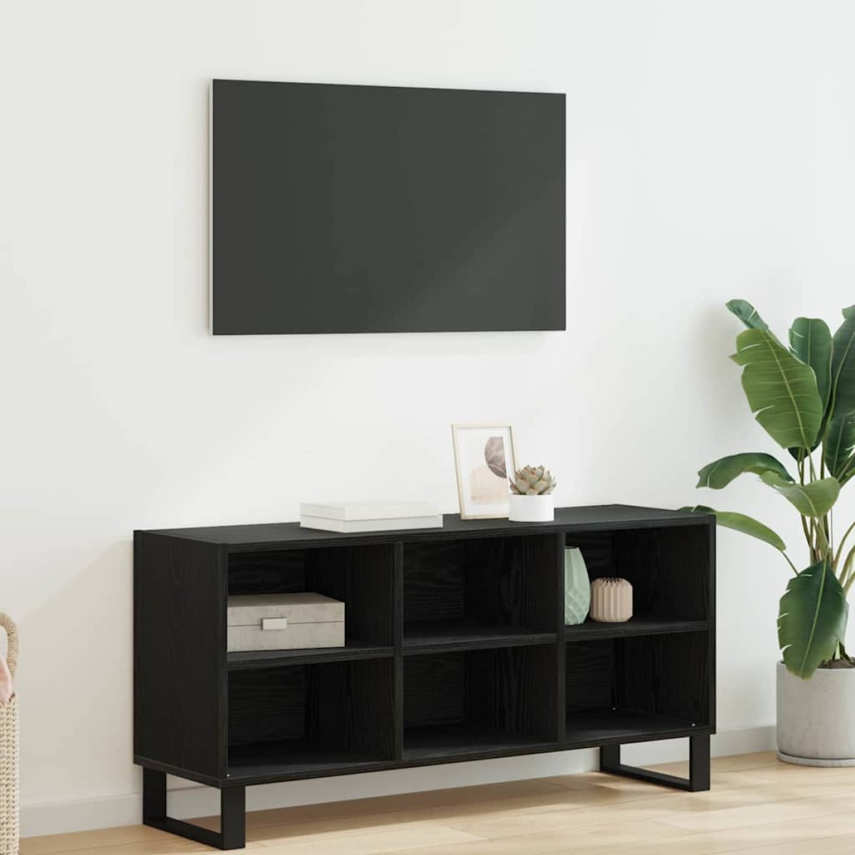 vidaXL Ντουλάπι TV 103,5 x 30 x 50 εκ Μαύρη Οξυά Επεξεργασμένο Ξύλο